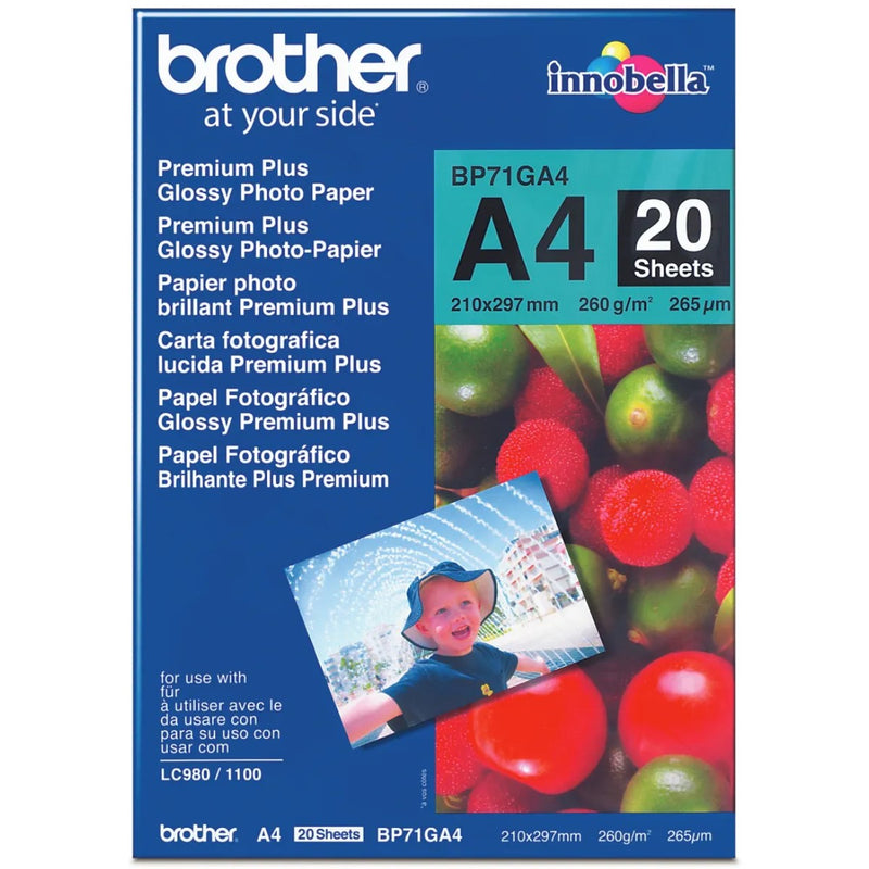 Brother Bp-71Ga4 Premium Plus Glossy Photo Paper 260Gsm A4 Pack 20