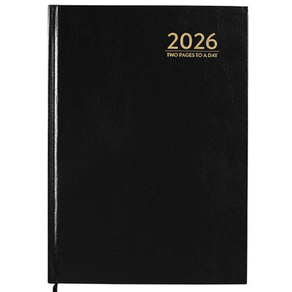 Cumberland 2026 A4 2 Pages Per Day Appointment Diary Leathergrain 40CBK