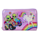 Loungefly Lisa Frank Holographic Glitter Color Block Zip Around Wallet