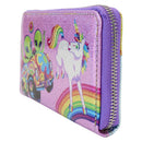 Loungefly Lisa Frank Holographic Glitter Color Block Zip Around Wallet