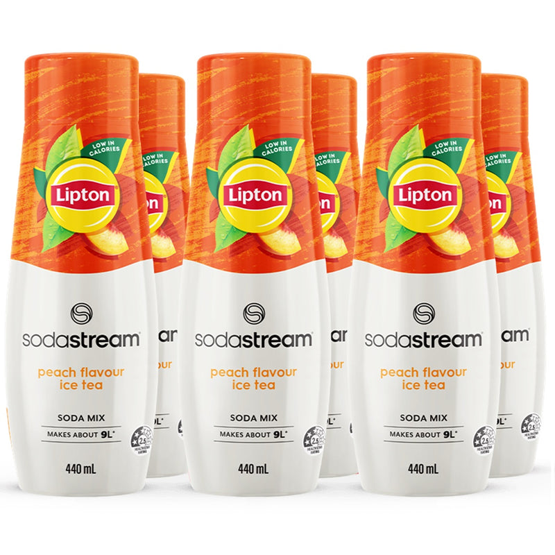 SodaStream Lipton Ice Tea Peach Syrup Mix 440ml Pack 6 BULK