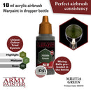 Army Painter Warpaints Air Militia Green Acrylic Paint 18mL