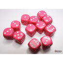 CHX 25644 Opaque Pink/white 16mm d6 Dice Block 12 dice