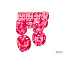 CHX 23614 Translucent Pink/white 16mm d6 Dice Block 12 dice