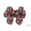 CHX 23618 Translucent Smoke/red 16mm d6 Dice Block 12 dice