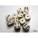 CHX 25600 Opaque Ivory/black 16mm d6 Dice Block 12 dice