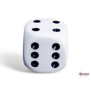 CHX 25601 Opaque White/black 16mm d6 Dice Block 12 dice