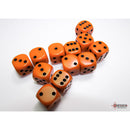 CHX 25603 Opaque Orange/black 16mm d6 Dice Block 12 dice
