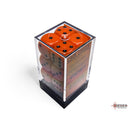 CHX 25603 Opaque Orange/black 16mm d6 Dice Block 12 dice