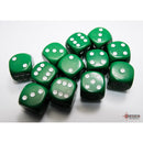 CHX 25605 Opaque Green/white 16mm d6 Dice Block 12 dice