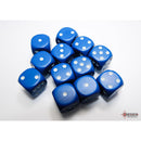 CHX 25606 Opaque Blue/white 16mm d6 Dice Block 12 dice