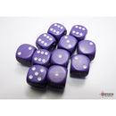 CHX 25607 Opaque Purple/white 16mm d6 Dice Block 12 dice