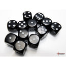 CHX 25608 Opaque Black/white 16mm d6 Dice Block 12 dice