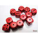 CHX 25614 Opaque Red/black 16mm d6 Dice Block 12 dice