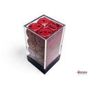 CHX 25614 Opaque Red/black 16mm d6 Dice Block 12 dice