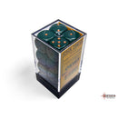 CHX 25615 Opaque Dusty Green/copper 16mm d6 Dice Block 12 dice