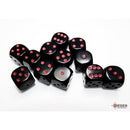 CHX 25618 Opaque Black/red 16mm d6 Dice Block 12 dice