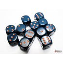CHX 25626 Opaque Dusty Blue/copper 16mm d6 Dice Block 12 dice