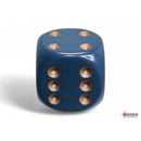 CHX 25626 Opaque Dusty Blue/copper 16mm d6 Dice Block 12 dice