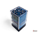 CHX 25626 Opaque Dusty Blue/copper 16mm d6 Dice Block 12 dice