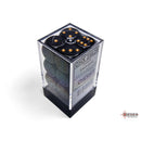 CHX 25628 Opaque Black/gold 16mm d6 Dice Block 12 dice