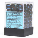 CHX 25938 Speckled 12mm d6 Blue Stars Block 36