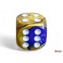 CHX 26622 Gemini Blue-Gold/white 16mm d6 Dice Block 12 dice
