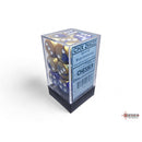 CHX 26622 Gemini Blue-Gold/white 16mm d6 Dice Block 12 dice