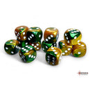 CHX 26625 Gemini Gold-Green/white 16mm d6 Dice Block 12 dice