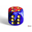 CHX 26629 Gemini Blue-Red/gold 16mm d6 Dice Block 12 dice