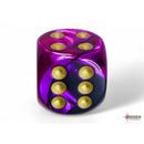 CHX 26640 Gemini Black-Purple/gold 16mm d6 Dice Block 12 dice