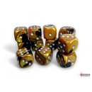 CHX 26651 Gemini Black-Gold/silver 16mm d6 Dice Block 12 dice