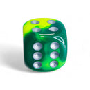 Chessex Gemini Green-Yellow/silver 16mm d6 Dice Block 12 dice