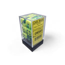 Chessex Gemini Green-Yellow/silver 16mm d6 Dice Block 12 dice