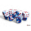 CHX 26657 Gemini Astral Blue-White/red 16mm d6 Dice Block 12 dice