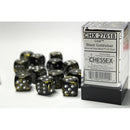 CHX 27618 Leaf Black Gold/silver 16mm d6 Dice Block 12 dice