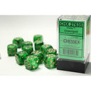 CHX 27635 Vortex Green/gold 16mm d6 Dice Block 12 dice