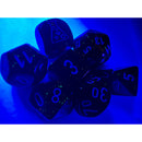 CHX 30052 Borealis Blood Orange/white Luminary Polyhedral 7-Dice Set with bonus die