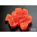 CHX 30060 Translucent Neon Orange/white Polyhedral 7-Dice Set with bonus die