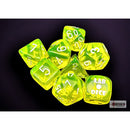 CHX 30061 Translucent Neon Yellow/white Polyhedral 7-Dice Set with bonus die