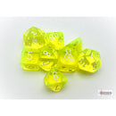 CHX 30061 Translucent Neon Yellow/white Polyhedral 7-Dice Set with bonus die