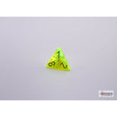 CHX 30061 Translucent Neon Yellow/white Polyhedral 7-Dice Set with bonus die