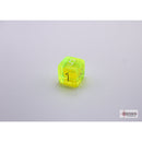 CHX 30061 Translucent Neon Yellow/white Polyhedral 7-Dice Set with bonus die