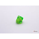 CHX 30062 Translucent Rad Green/white Polyhedral 7-Dice Set with bonus die