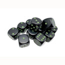 CHX 25658 Opaque 16mm d6 Black/green Dice Block 12 dice