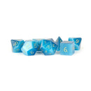 Fanroll: 16mm Stone Poly Dice Set: Engraved Cat's Eye Aquamarine