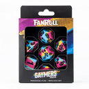 Fanroll: 16mm Pride Sharp Edge Silicone Rubber Poly Dice Set: Pansexual