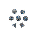 LPG Dice RPG Set Hollow Celtic Stainless and Blue