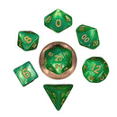Fanroll By Metallic Dice Games MDG Mini Polyhedral Dice Set Gold Numbers- Green/Light Green