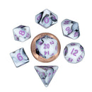 Fanroll By Metallic Dice Games MDG Mini Polyhedral Dice Set Purple Numbers- Marble